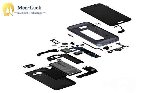 Laser cutting machine processes metal structural parts of smartphones
